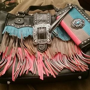 Western style purse with matching wallet,